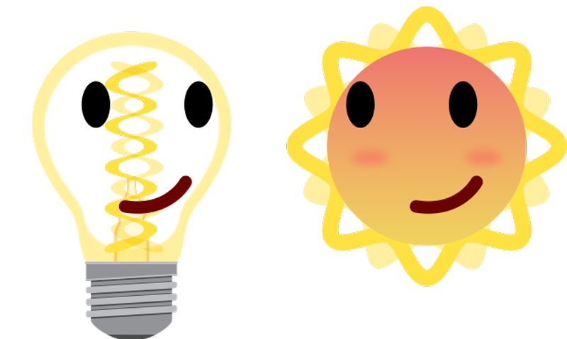 light bulb and sun illustration