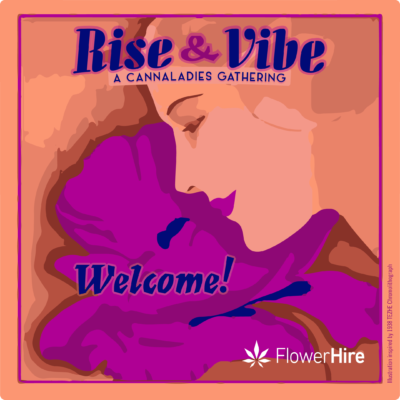 FlowerHire Rise & Vibe womxn event at Work-N-Roll; graphic by Jamie Leo