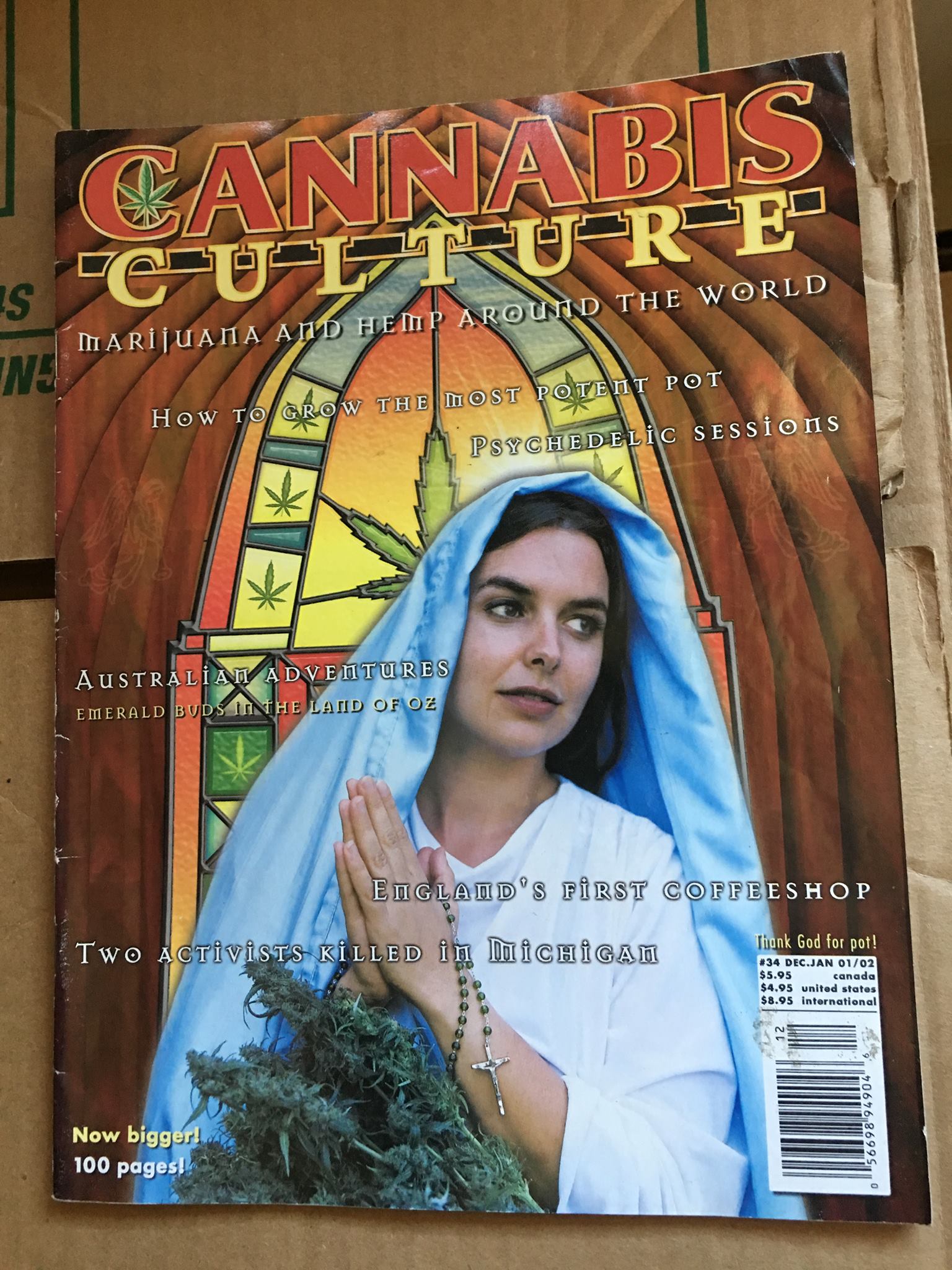Hilary Black on the cover of Cannabis Culture Magazine, January 2002.