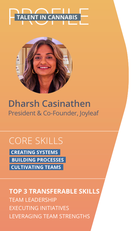 Dharsh Casinathen, President & Co-Founder, Joyleaf – photo and core skills